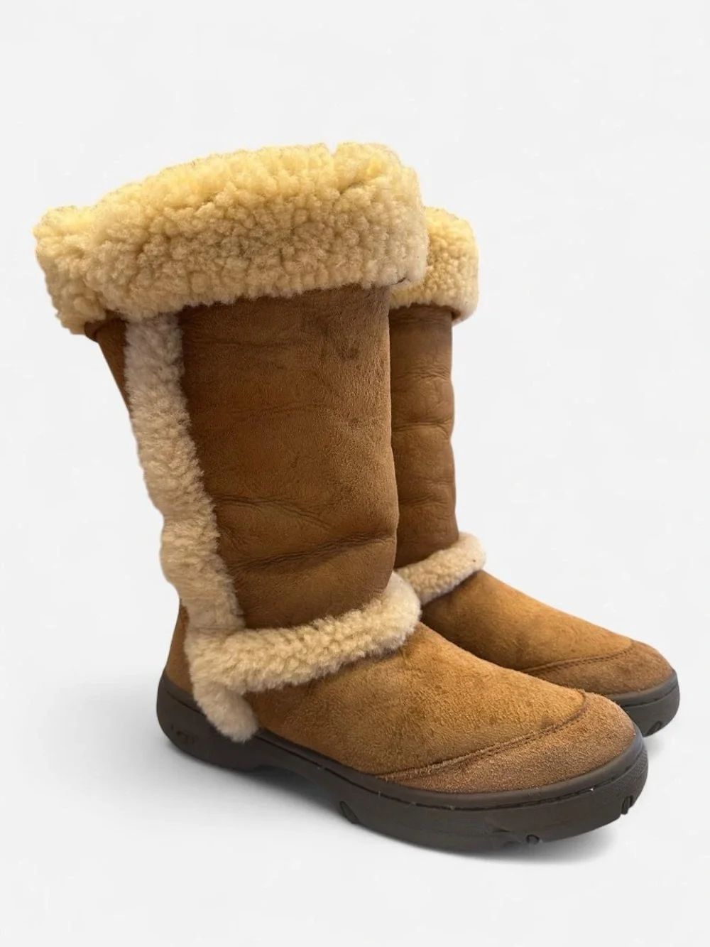 VTG UGG Australia Sunburst Tall 5218 Boots Chestnut Shearling Women’s Size 9